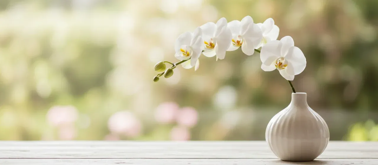 Phalaenopsis orkideya, ağ, 2 budaqlı